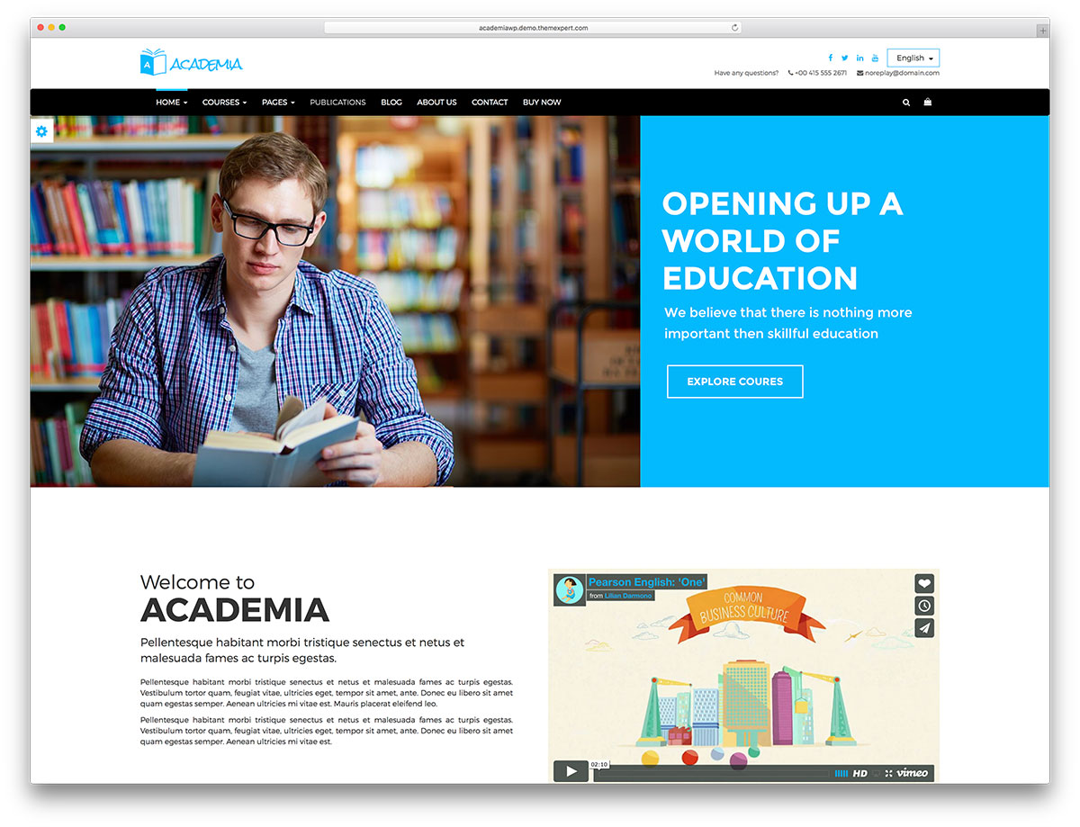education wordpress theme academia