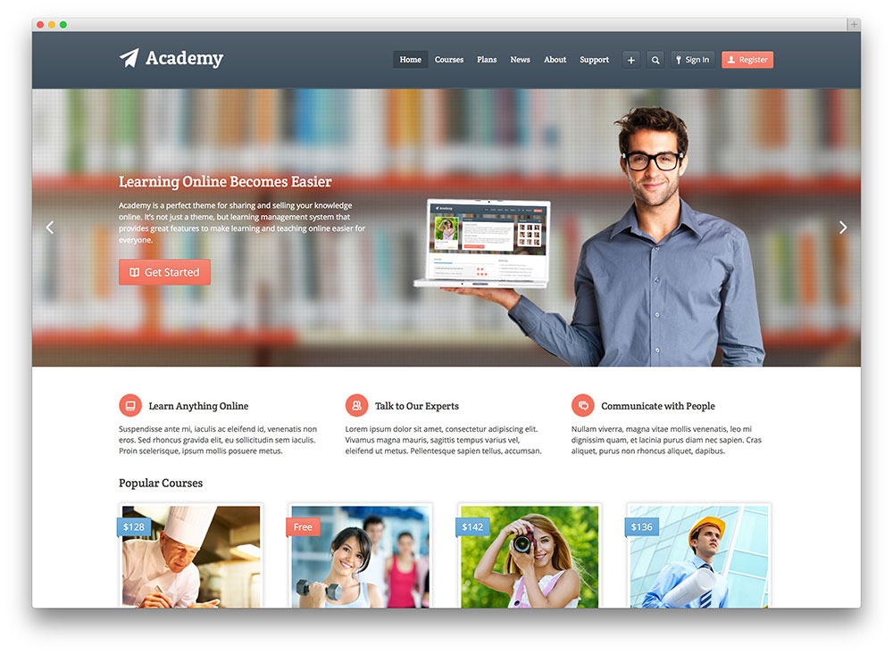 education wordpress theme academy