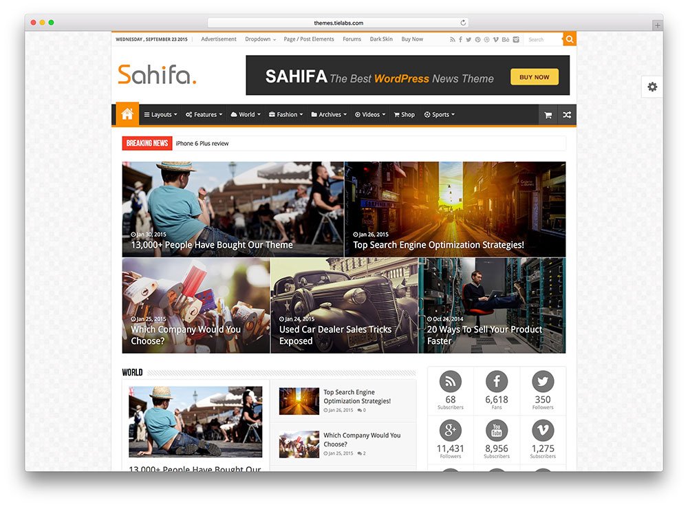 News WordPress Themes Sahifa