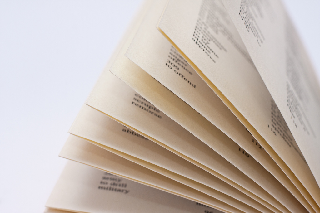 Yellowed pages from a dictionary