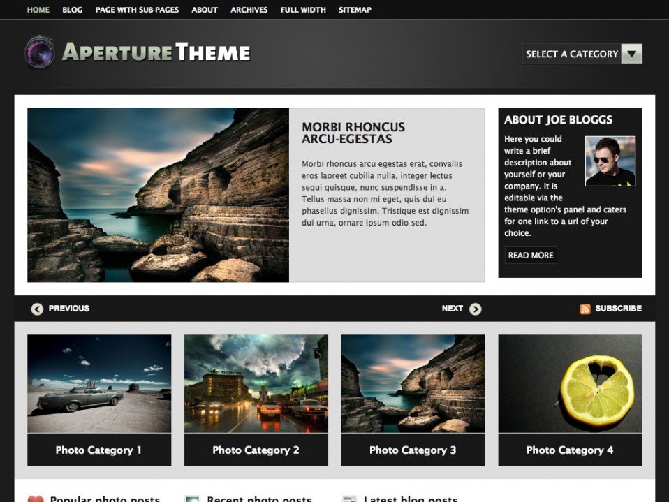 Photography WordPress Themes Aperture
