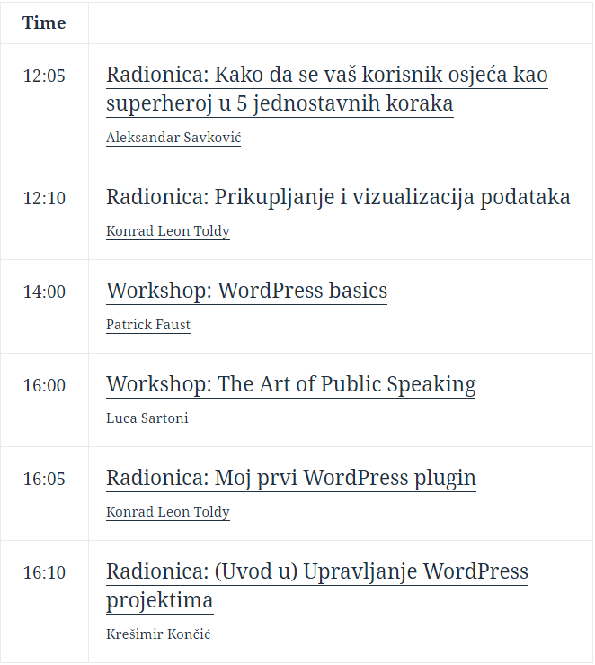 Schedule – WordCamp Split Croatia wchr
