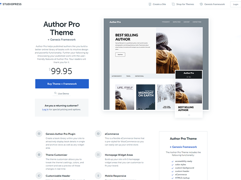 wordpress themes for book author